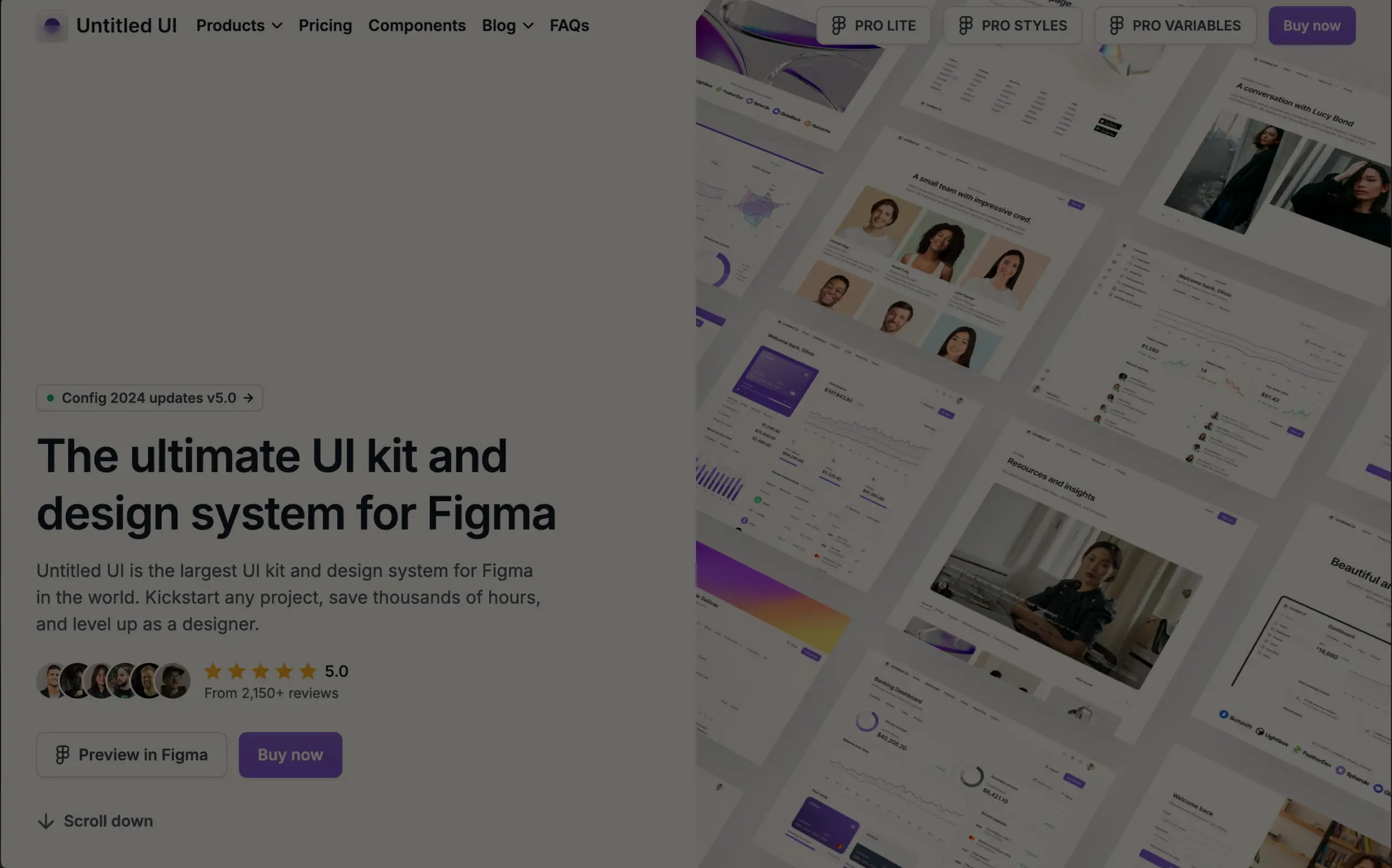 Screenshot of UI design kit website for Figma