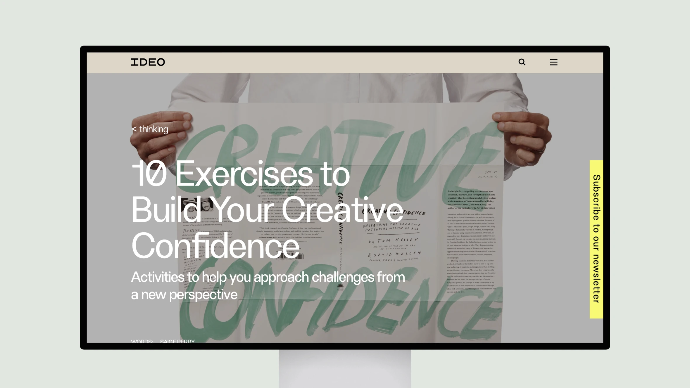 Website screen showing creative confidence building exercises