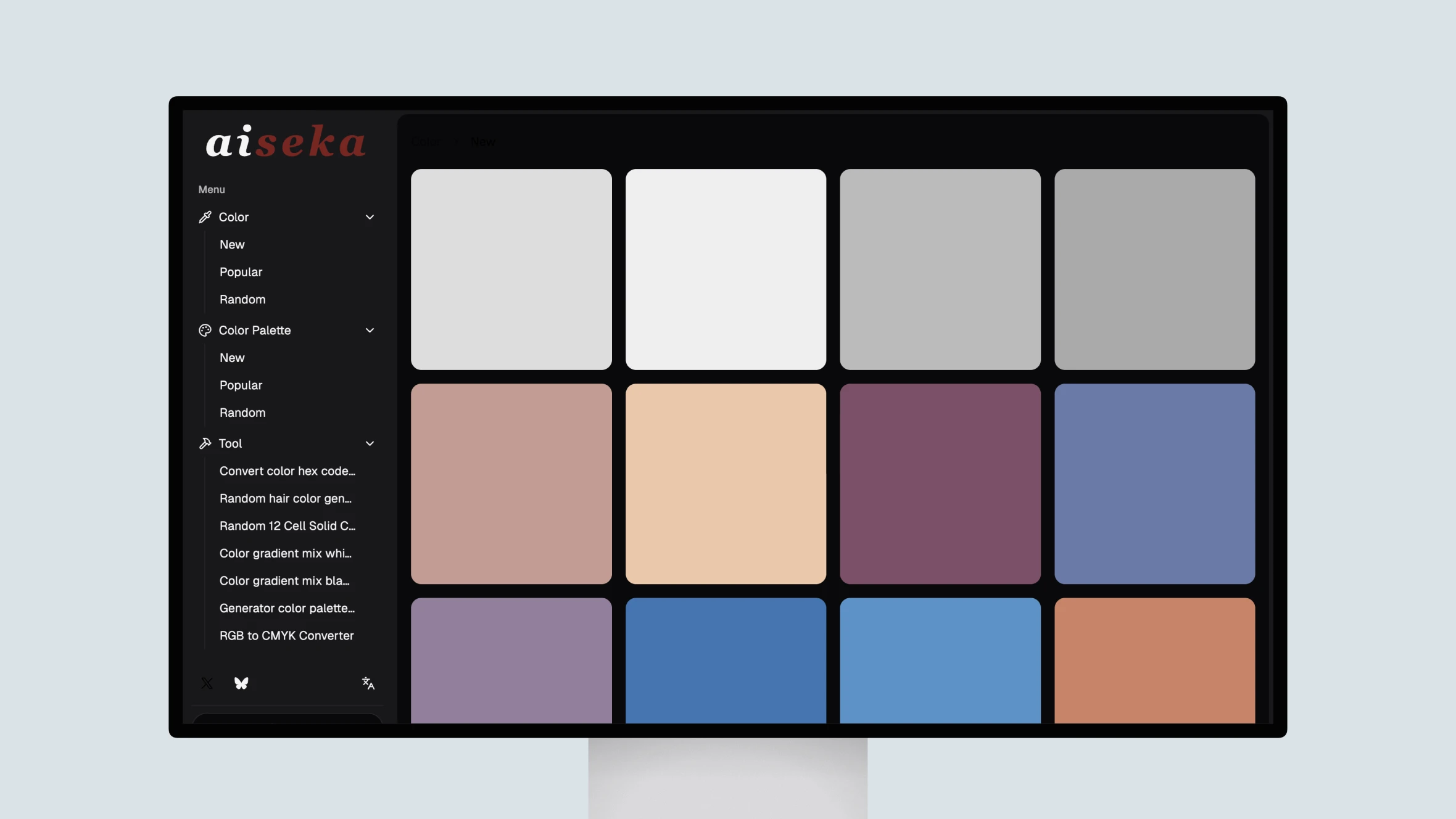 Color palette generator interface on computer screen.