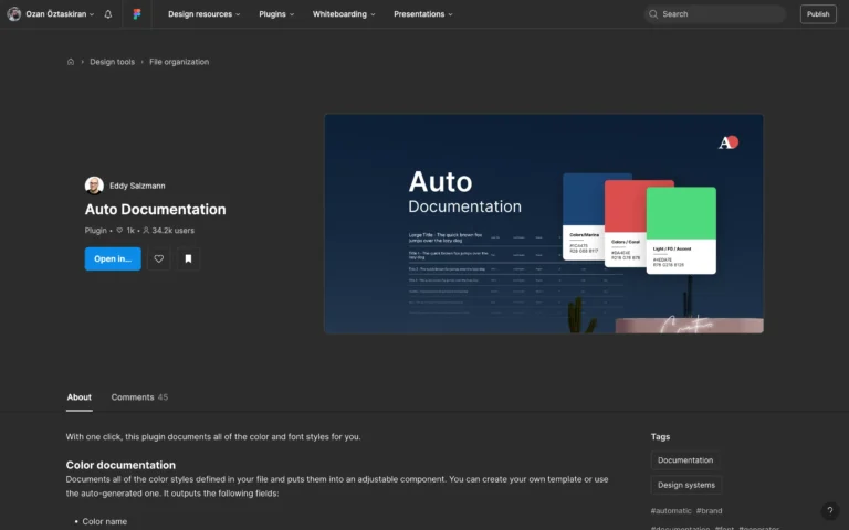 Auto Documentation – Document all of the color and font styles