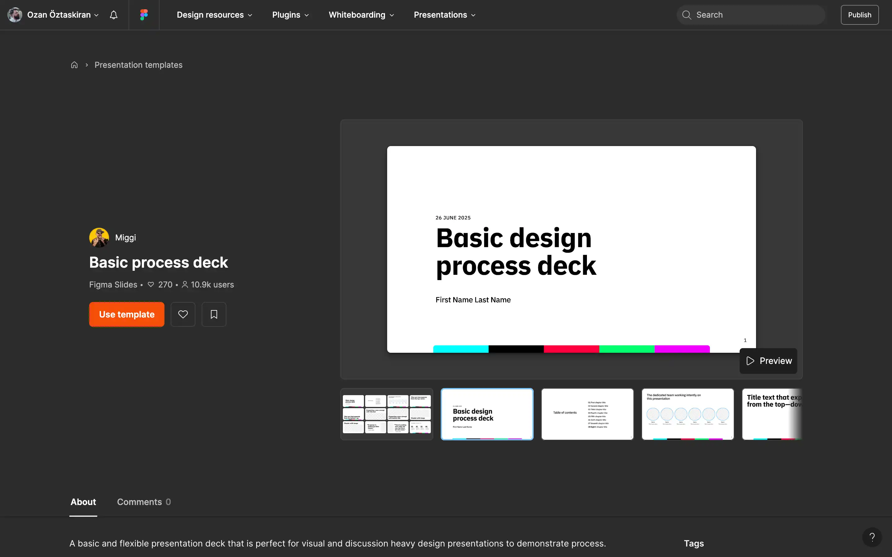 Basic design process deck presentation template preview
