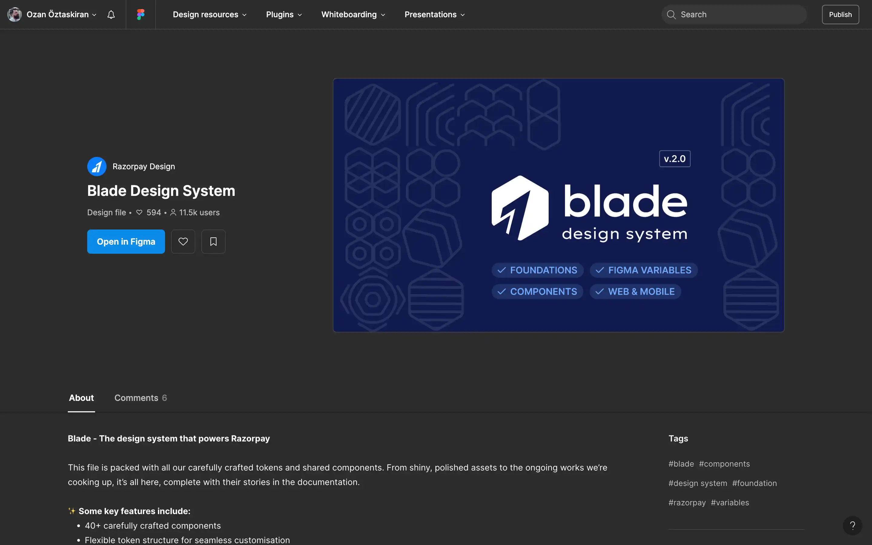 Blade Design System Figma overview for Razorpay design.