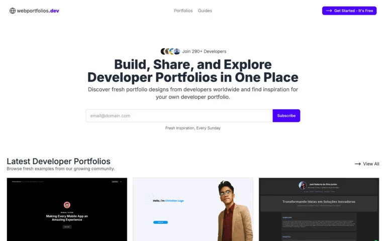 WebPortfolios – Browse Developer Portfolios to Kickstart Your Own