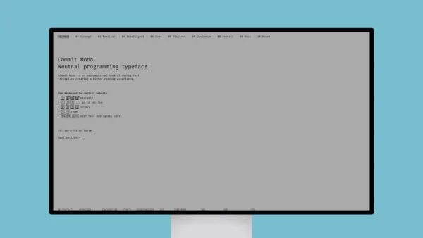 Commit Mono – Neutral programming typeface