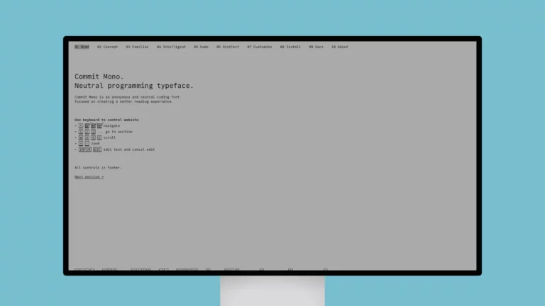 Commit Mono – Neutral programming typeface