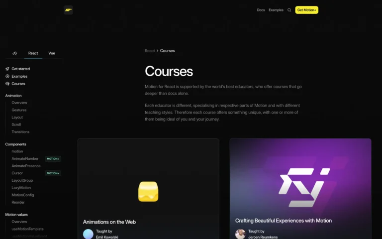 Courses – Motion for React (Prev Framer Motion)