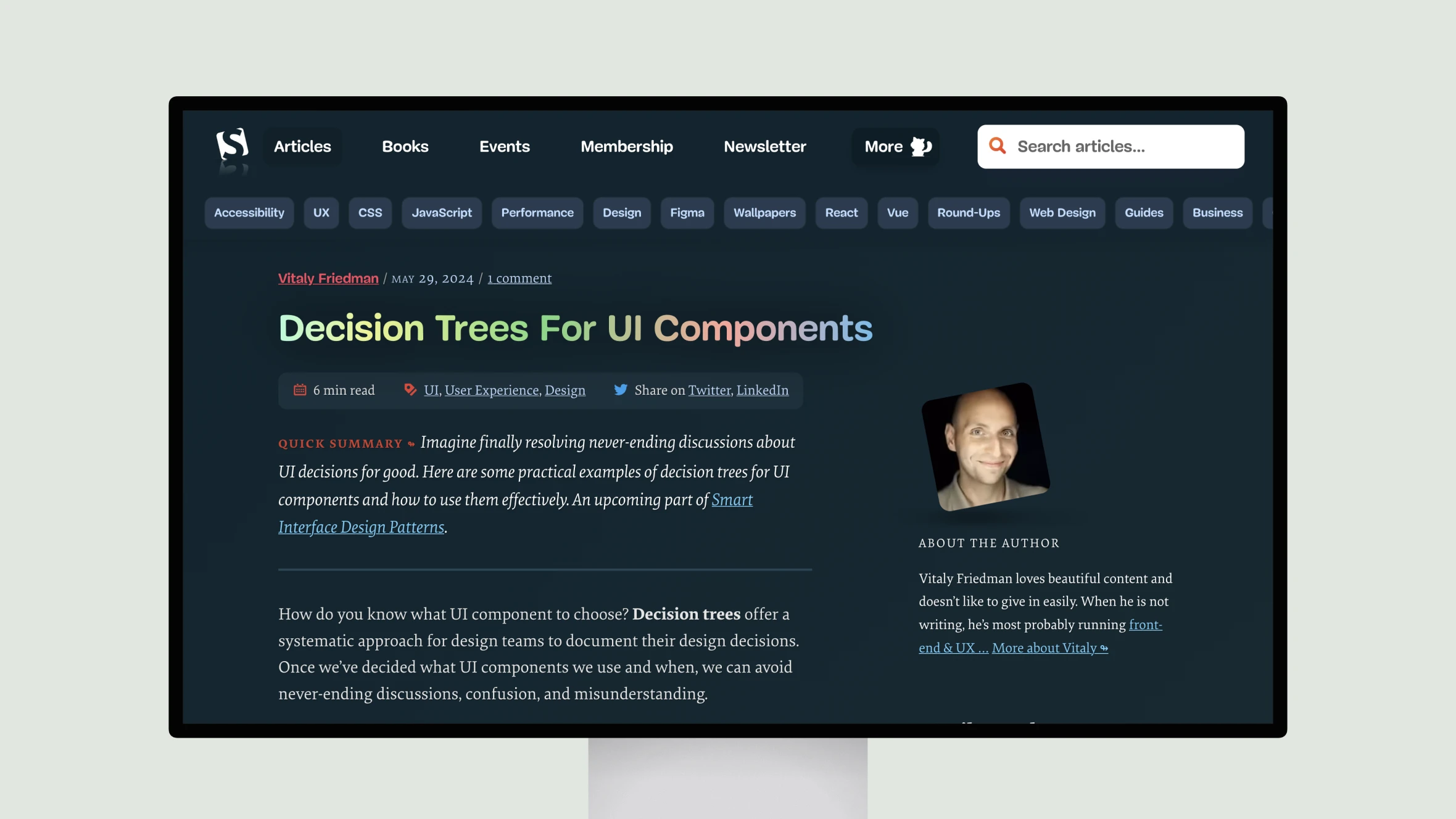 Article on UI design decision trees on a website