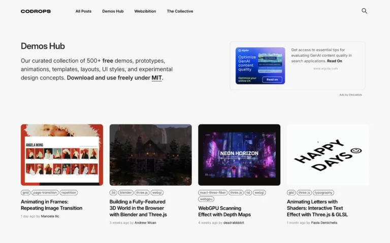 Codrops – 500+ free demos, prototypes, animations and more