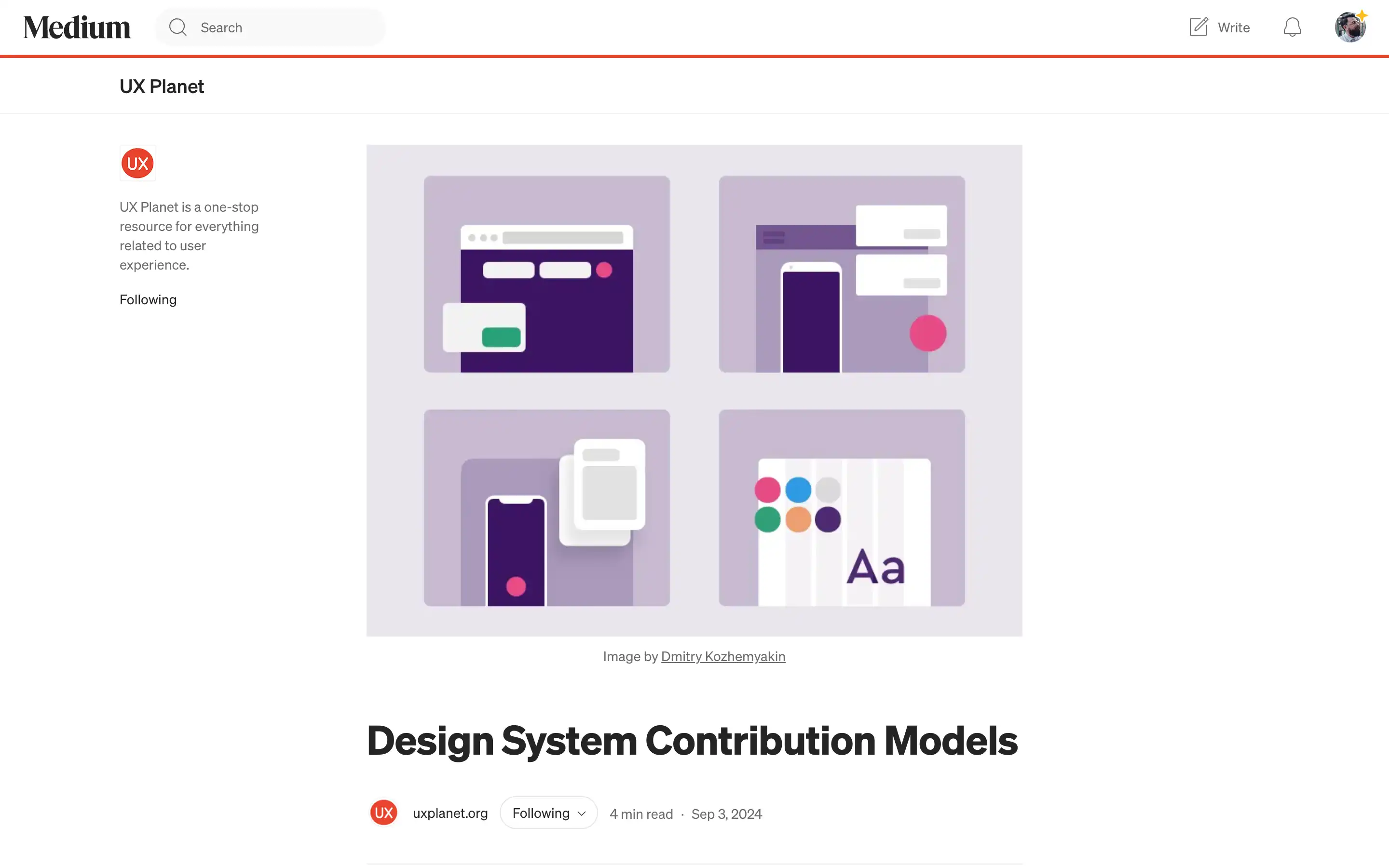 Illustrations of design system elements and tools.