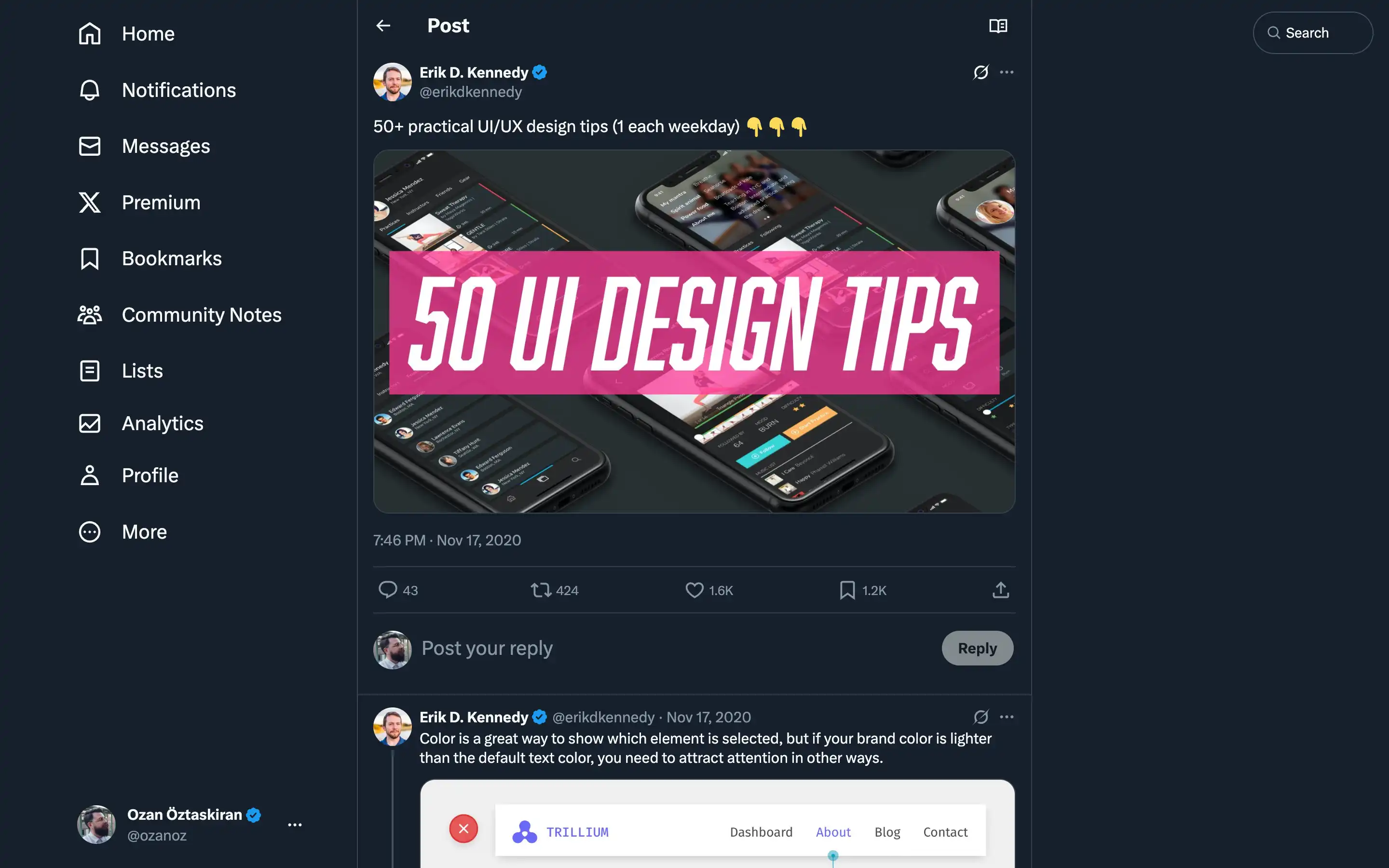 50 UI design tips on smartphone screens.