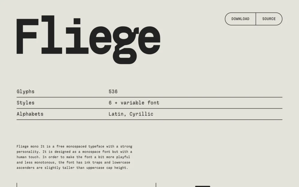 Fliege Mono – Free monospaced typeface