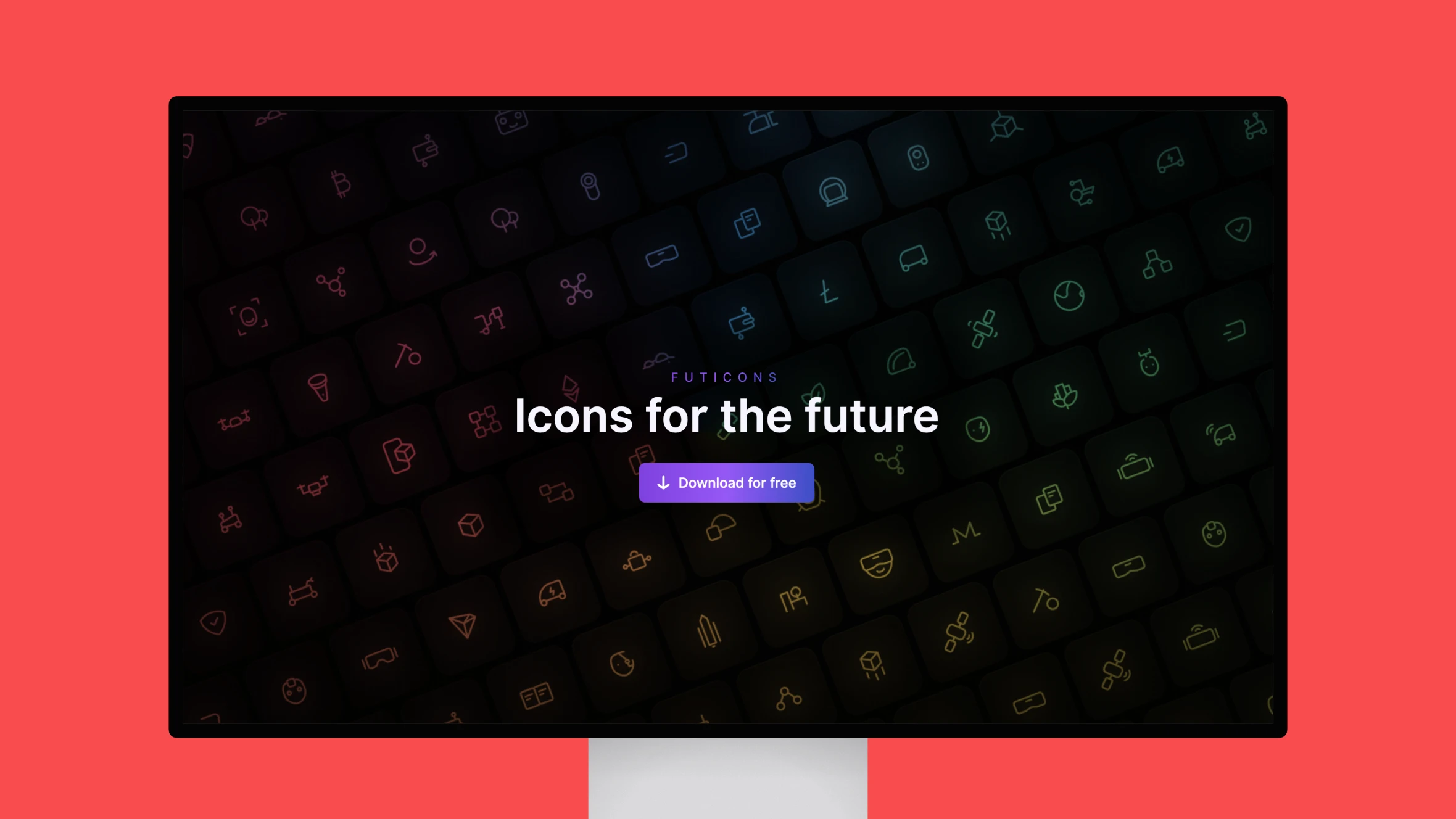 Promotional graphic for free futuristic icon download