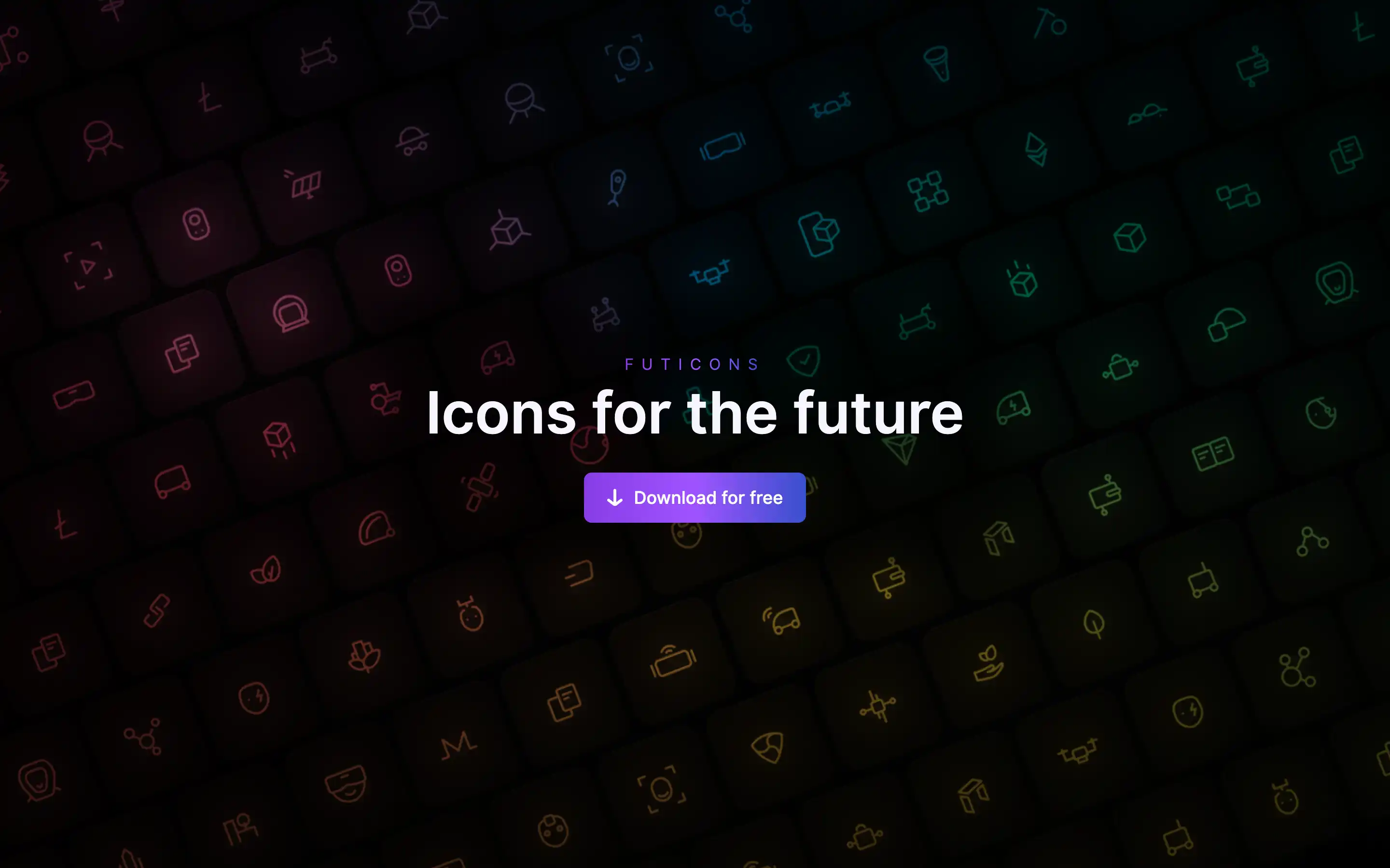 Colorful futuristic icons on keyboard keys