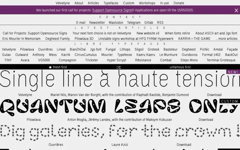 Velvetyne – a collective dedicated to researching and sharing typefaces
