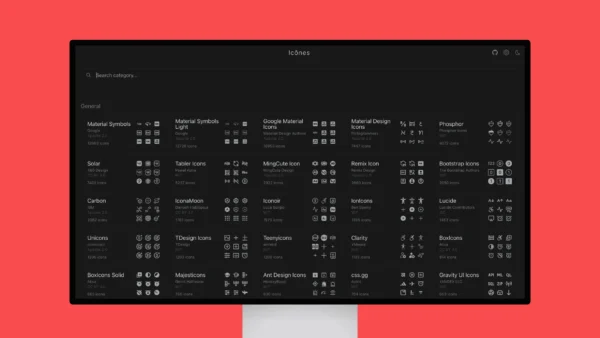 Icônes – Icon explorer with instant searching, powered by Iconify