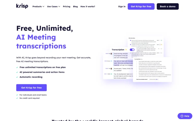 Krisp – Free Unlimited AI Meeting Transcriptions