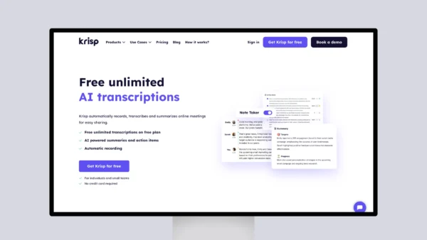 Krisp – Free Unlimited AI Meeting Transcriptions