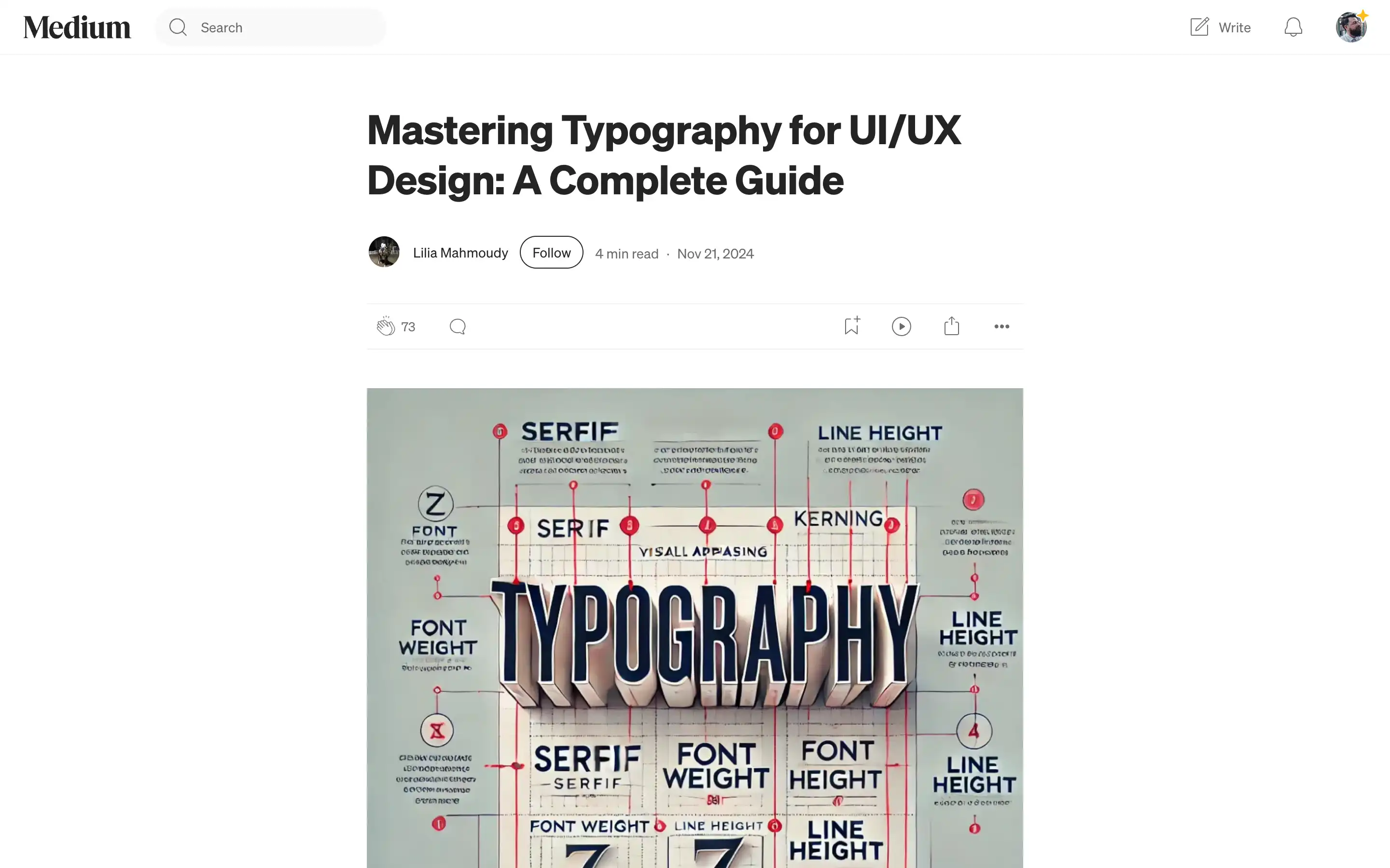 Typography guide for UI/UX design.