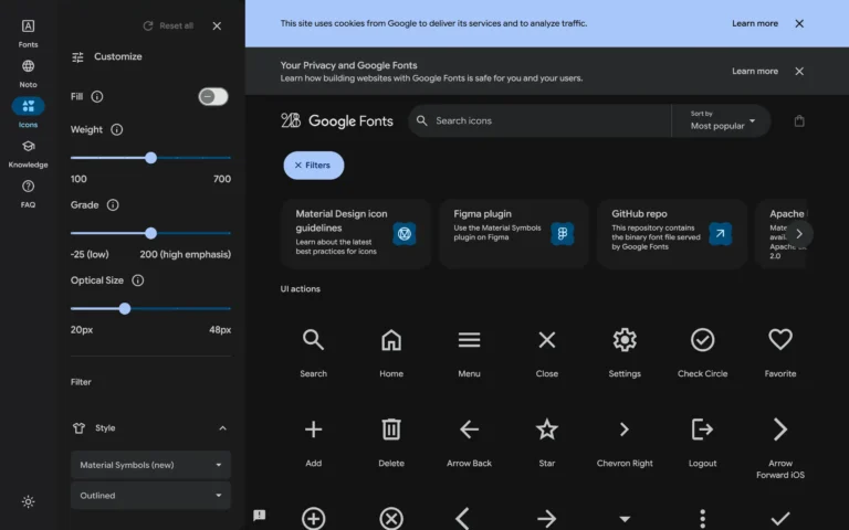 Material Symbols Icons – Google Fonts
