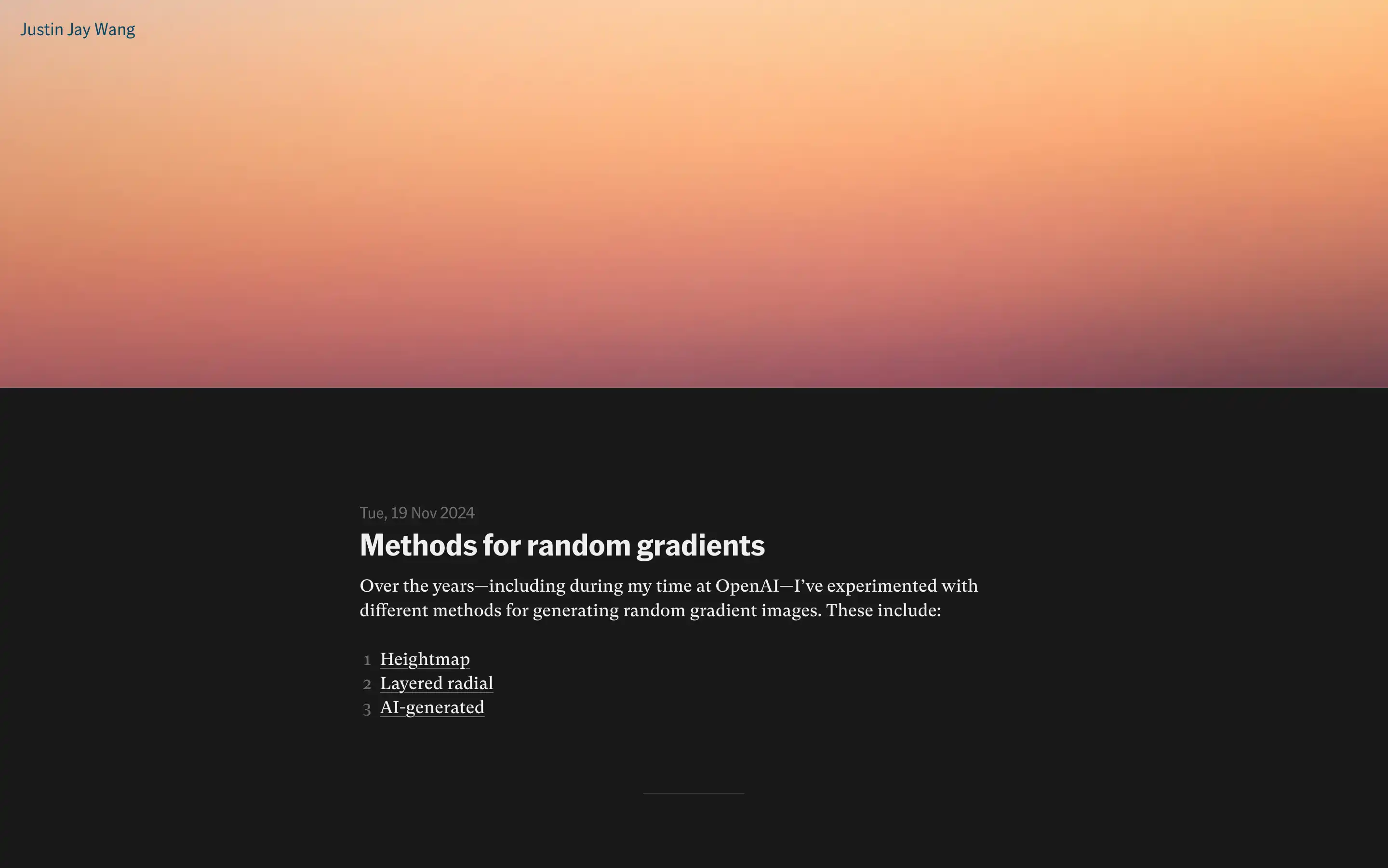 Gradient sunset image with text on random gradients.