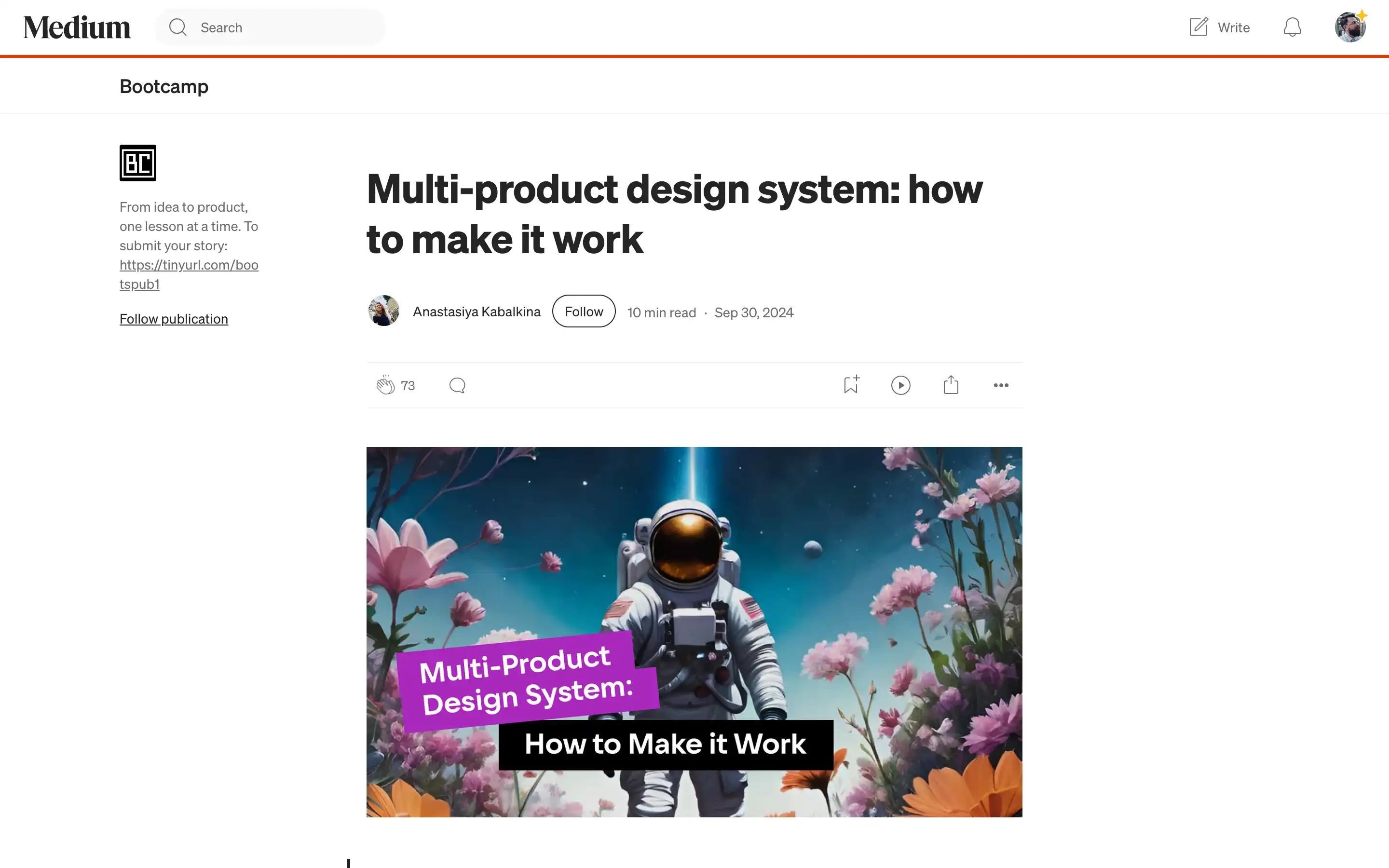 Astronaut amidst flowers, multi-product design system.