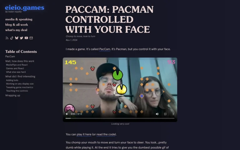 PacCam – Pacman controlled with your face