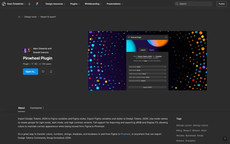 Pinwheel Plugin – Export variables as Design Tokens JSON
