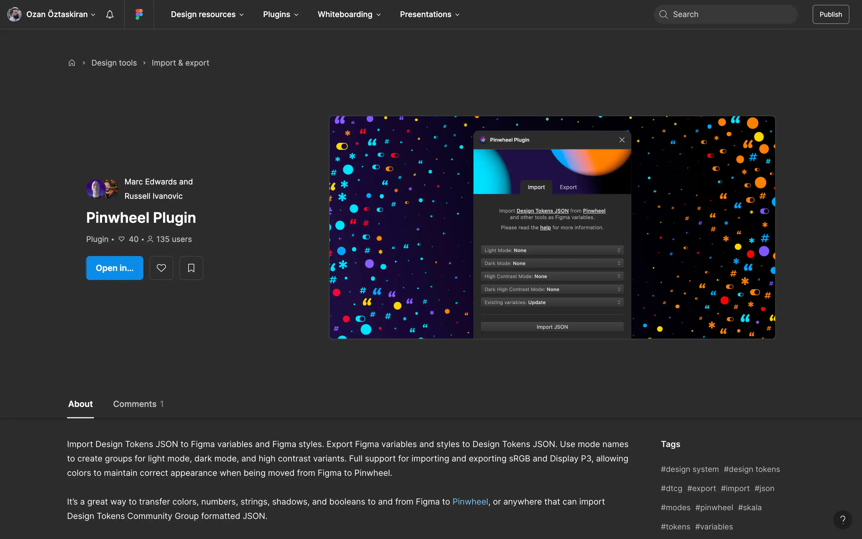 Pinwheel Plugin interface for Figma design tools.
