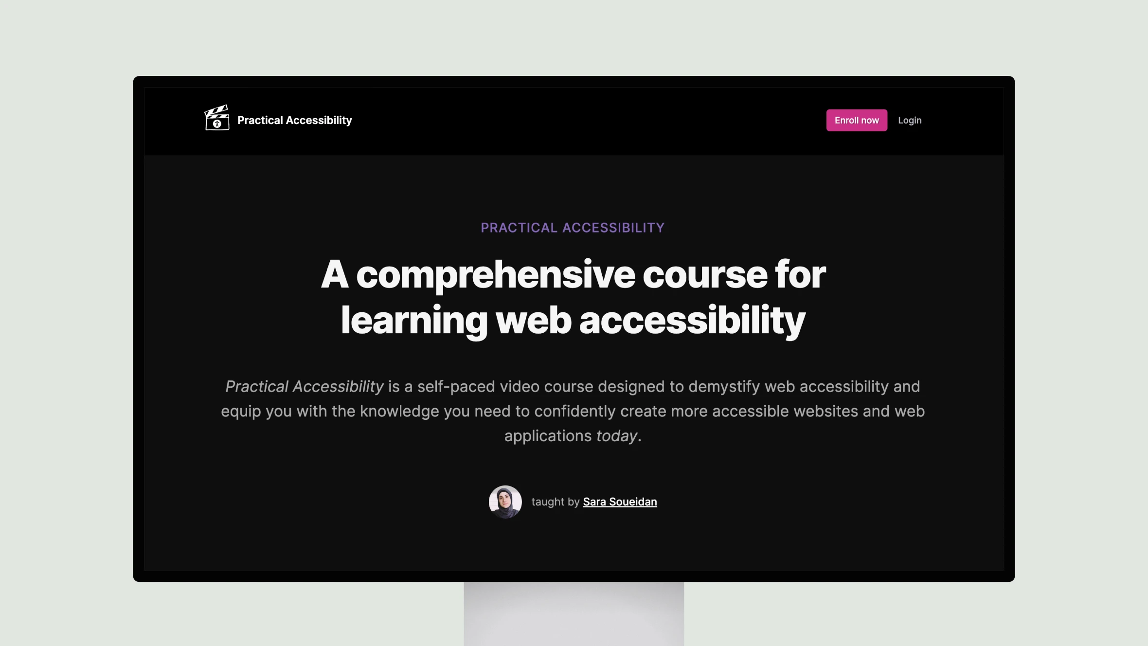 Webpage advertising a web accessibility course