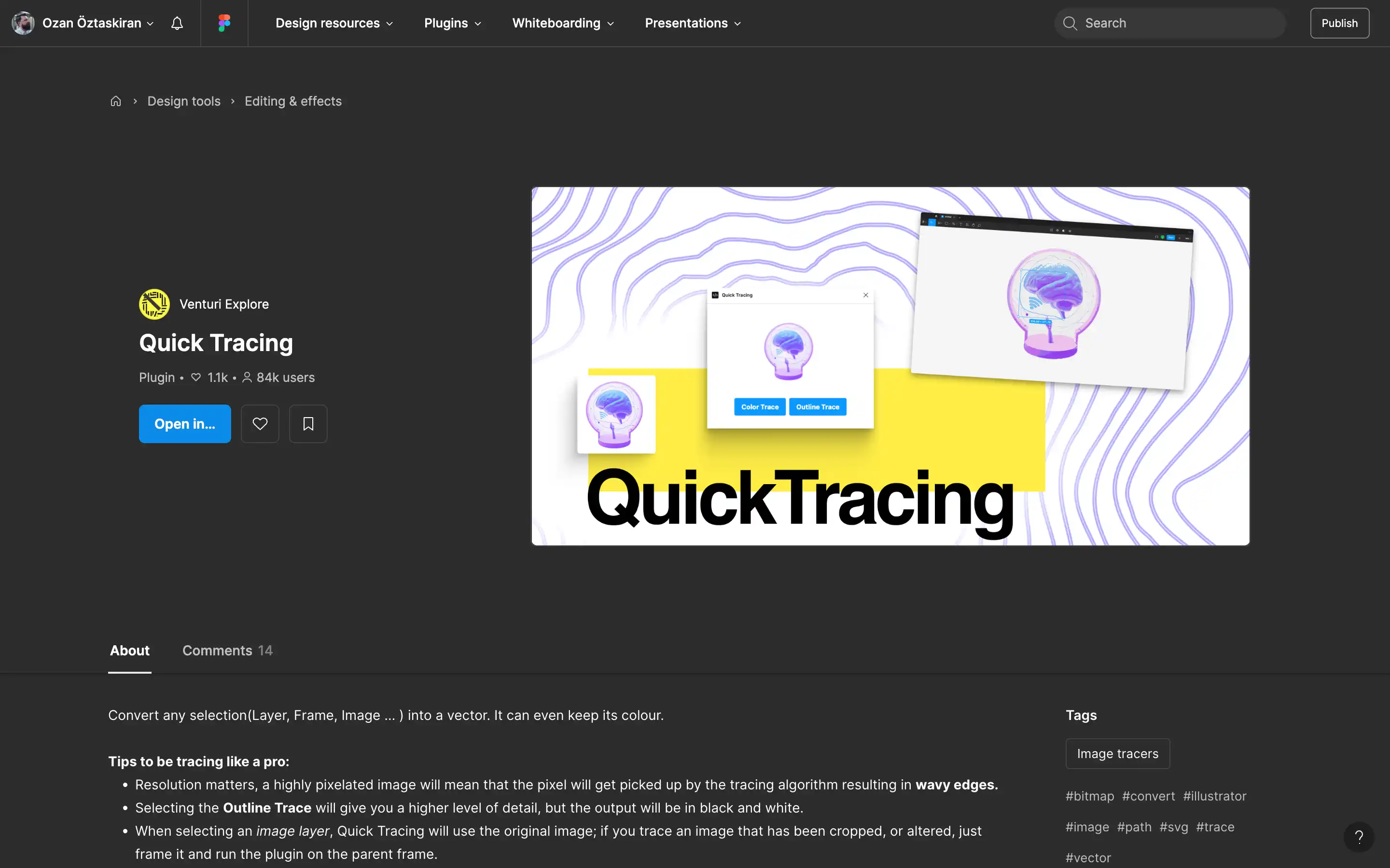 Quick Tracing plugin interface on a digital design tool.