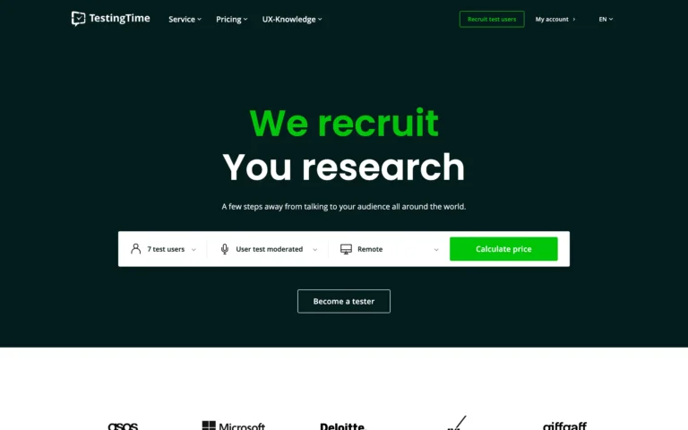 TestingTime – We recruit test users for UX research