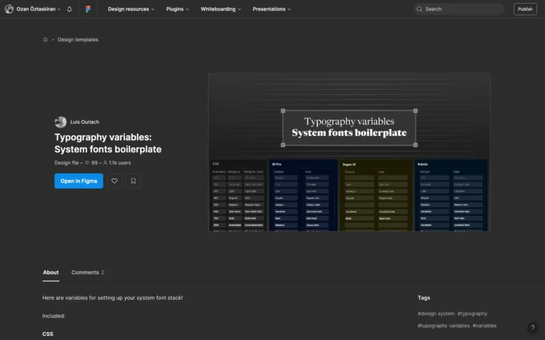 Typography variables – System fonts boilerplate