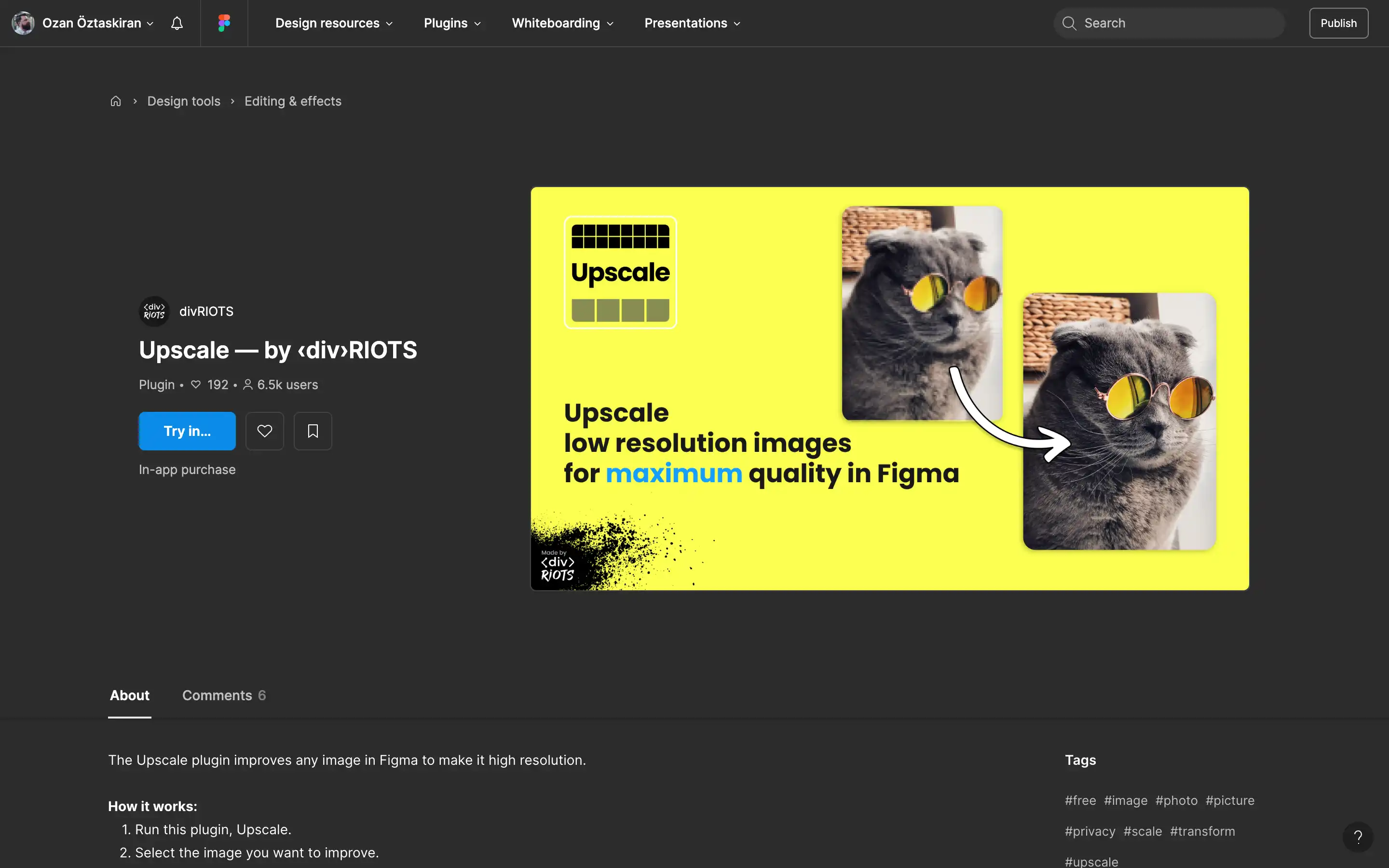 Plugin enhancing image resolution in Figma