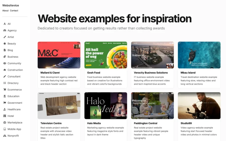 Website Design Examples for Inspiration on Websitevice
