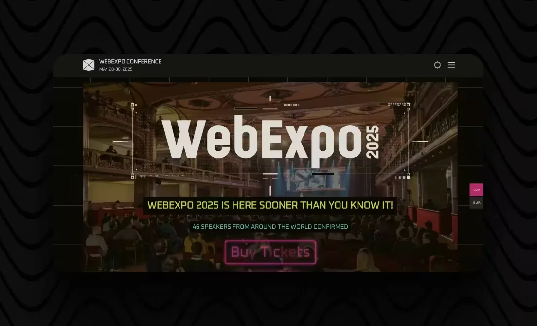 WebExpo 2025 conference promotional webpage