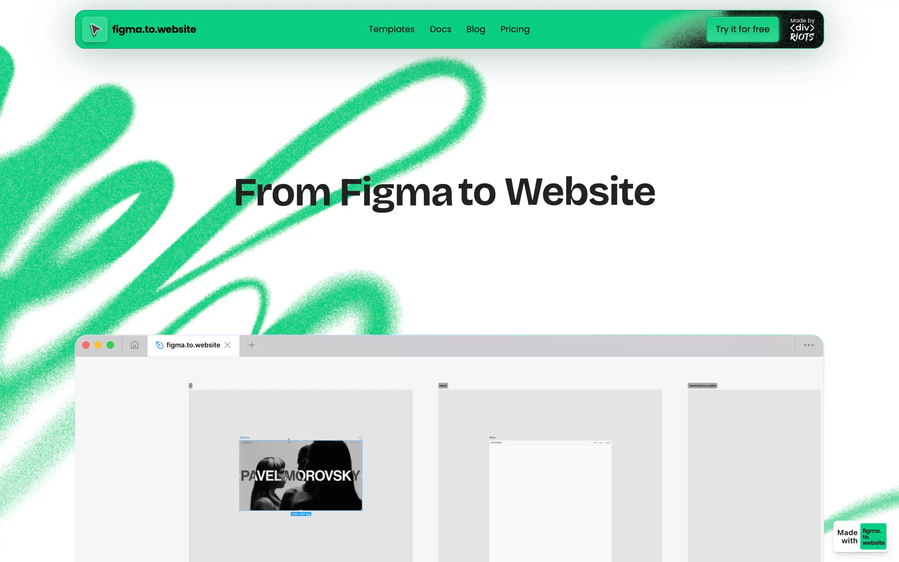 Convert Figma designs to websites easily.