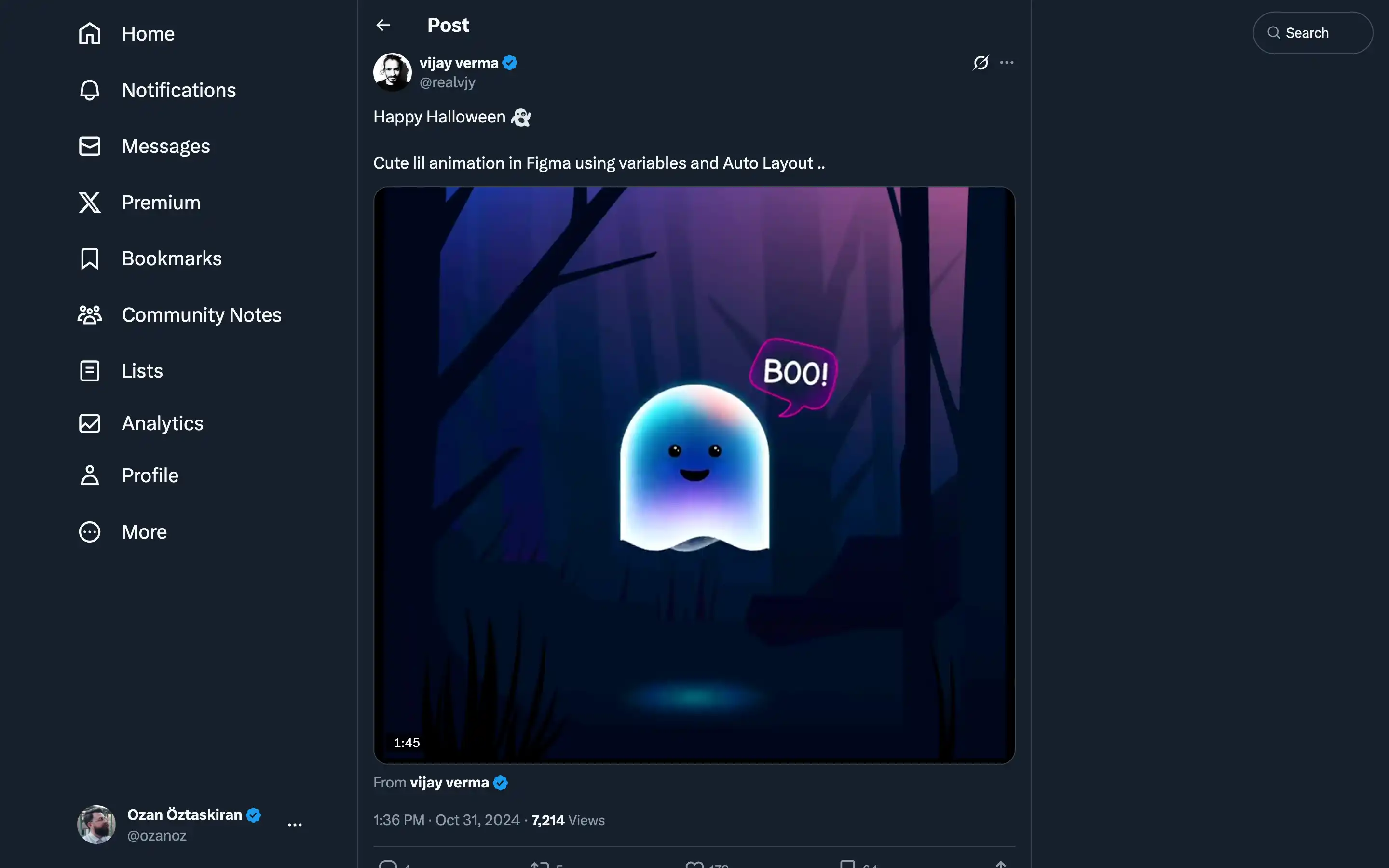 Cute ghost animation in spooky forest setting