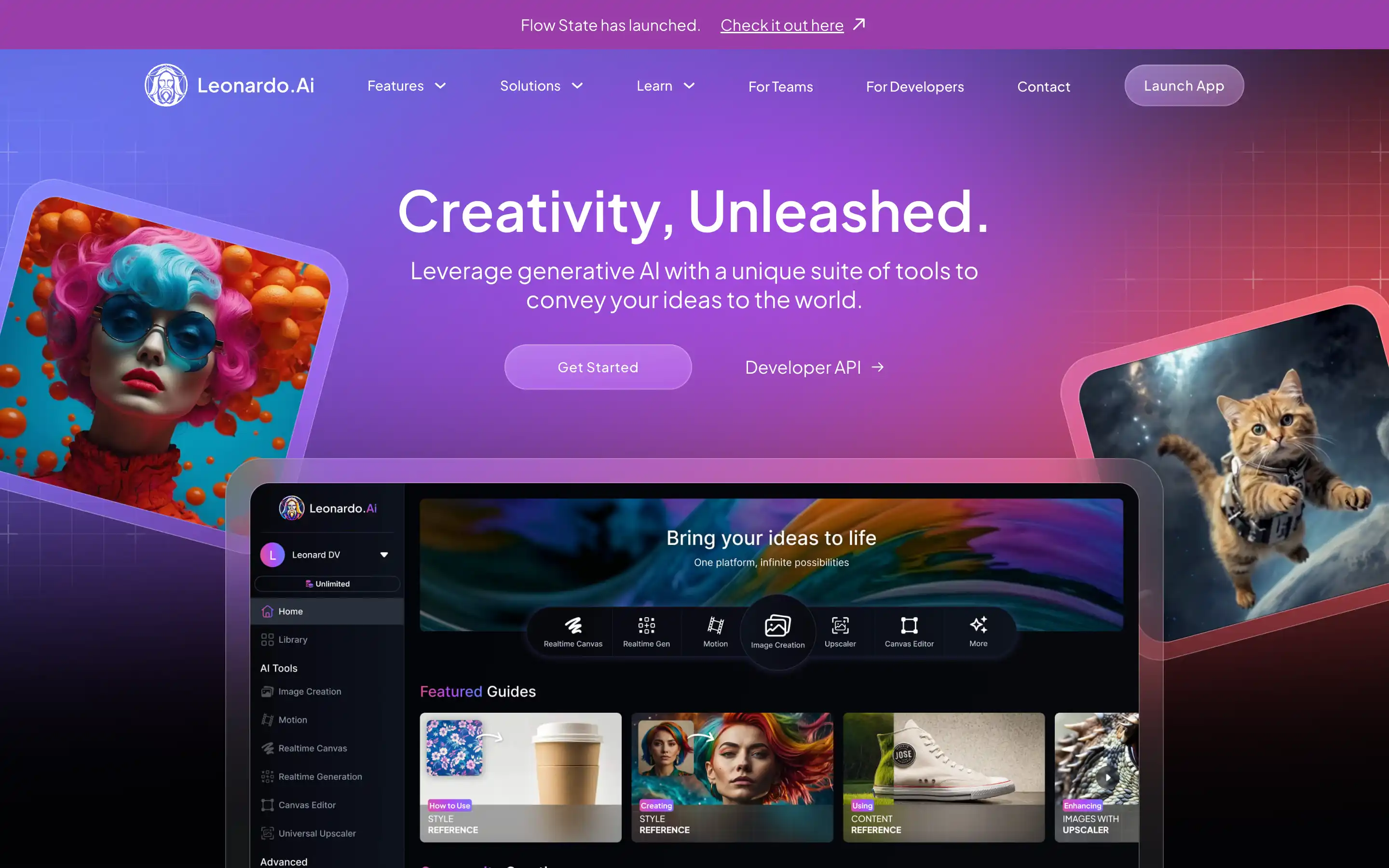 Leonardo AI website homepage screenshot