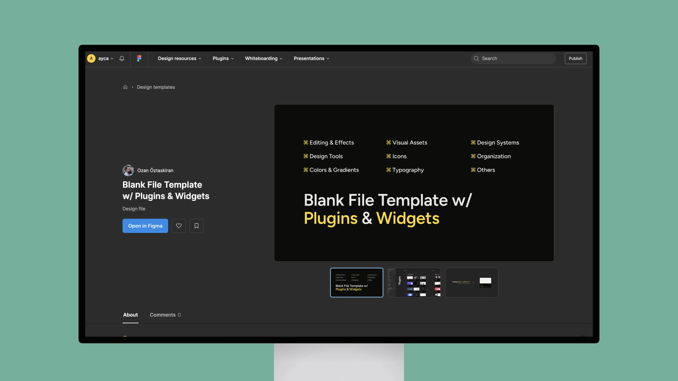 Computer screen displaying Figma's plugin design template