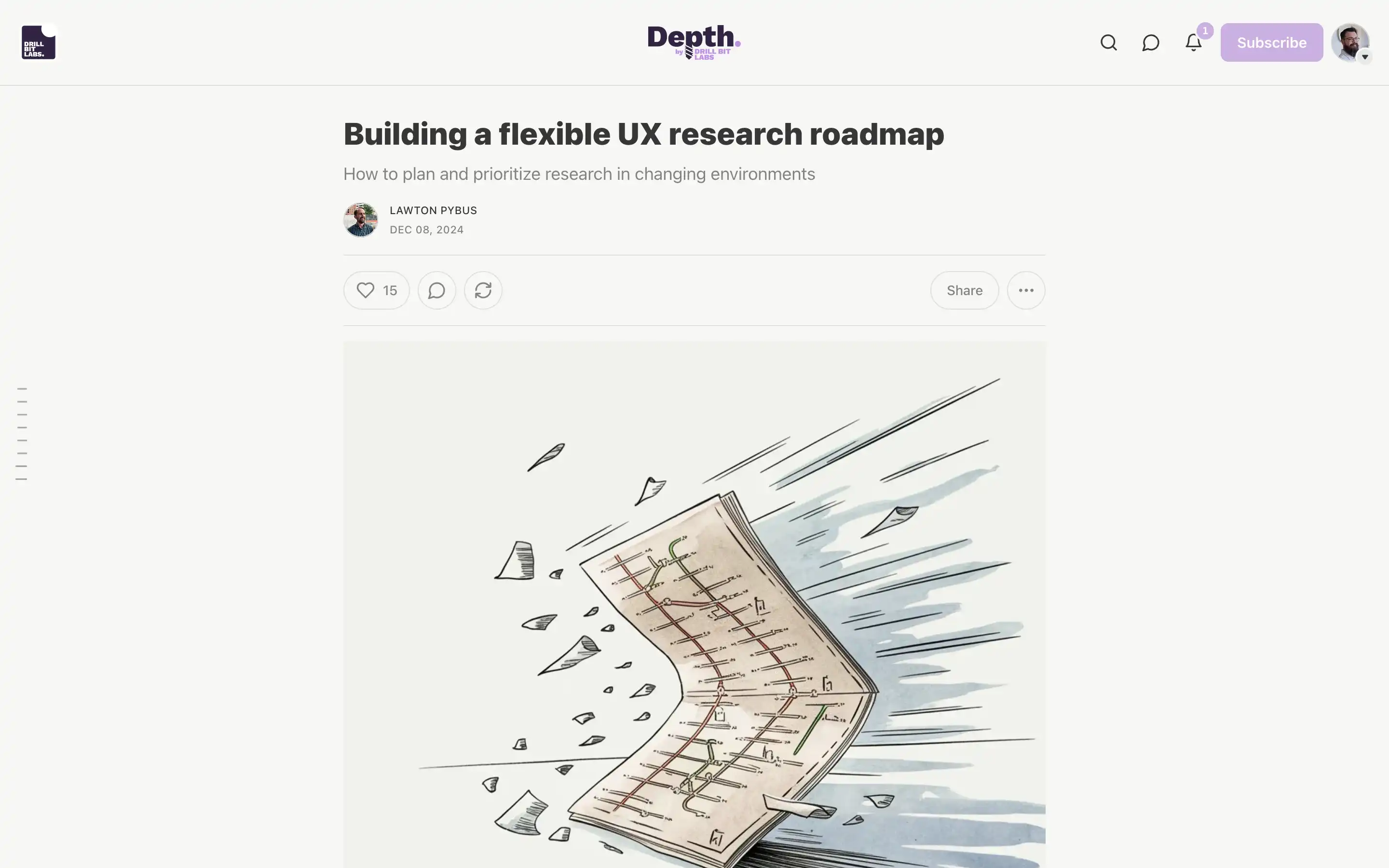 Illustration of a flexible UX research roadmap