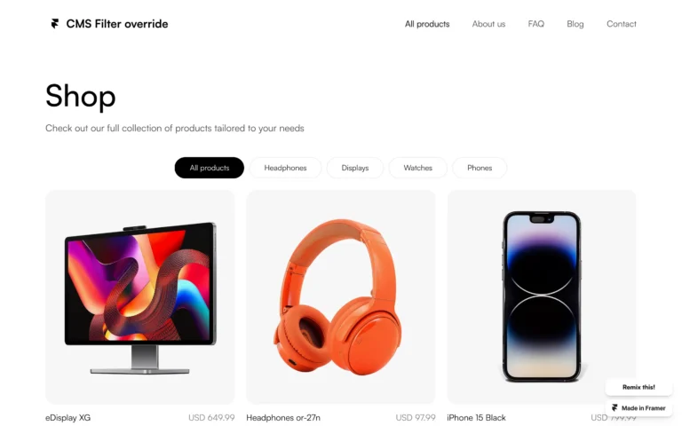 Framer CMS Filter Override