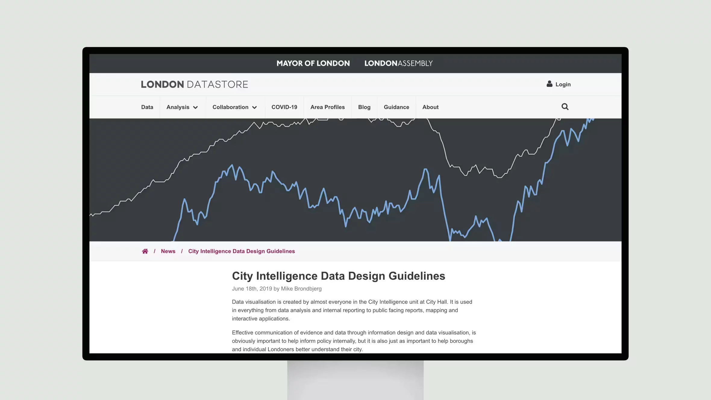 London Datastore website displaying data analysis graph