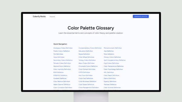 Colorify Rocks – Color Palette Glossary