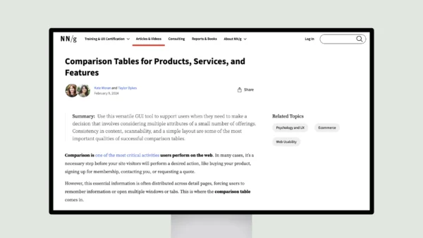 Comparison Tables for Products, Services, and Features