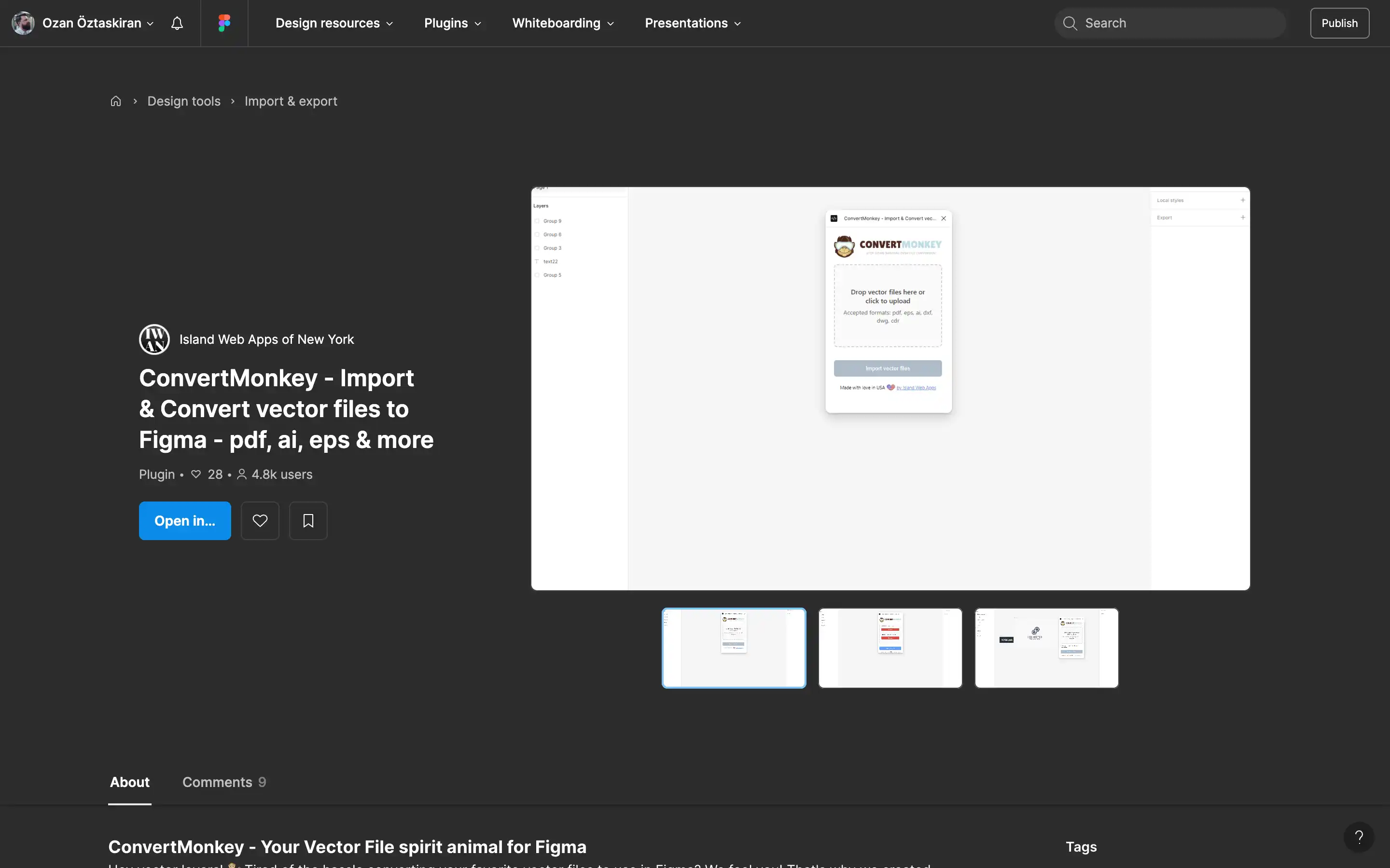 ConvertMonkey plugin for Figma vector file import.