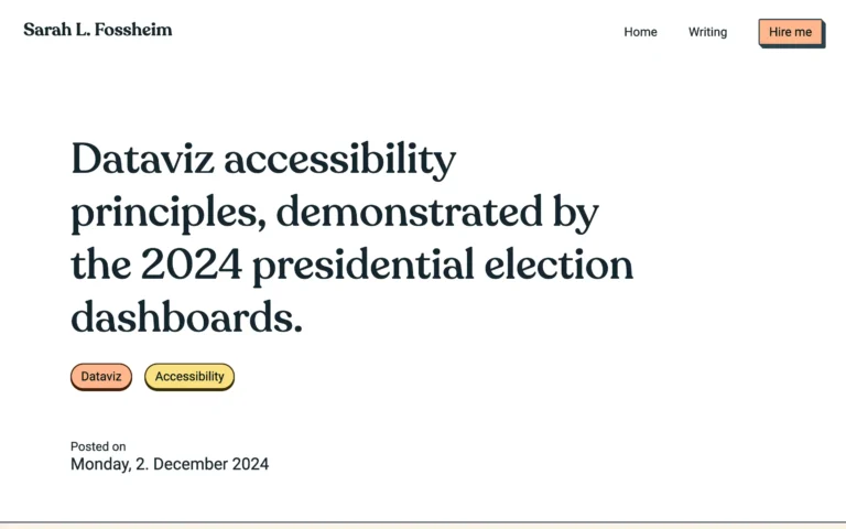 Dataviz accessibility principles, demonstrated by the 2024 presidential election