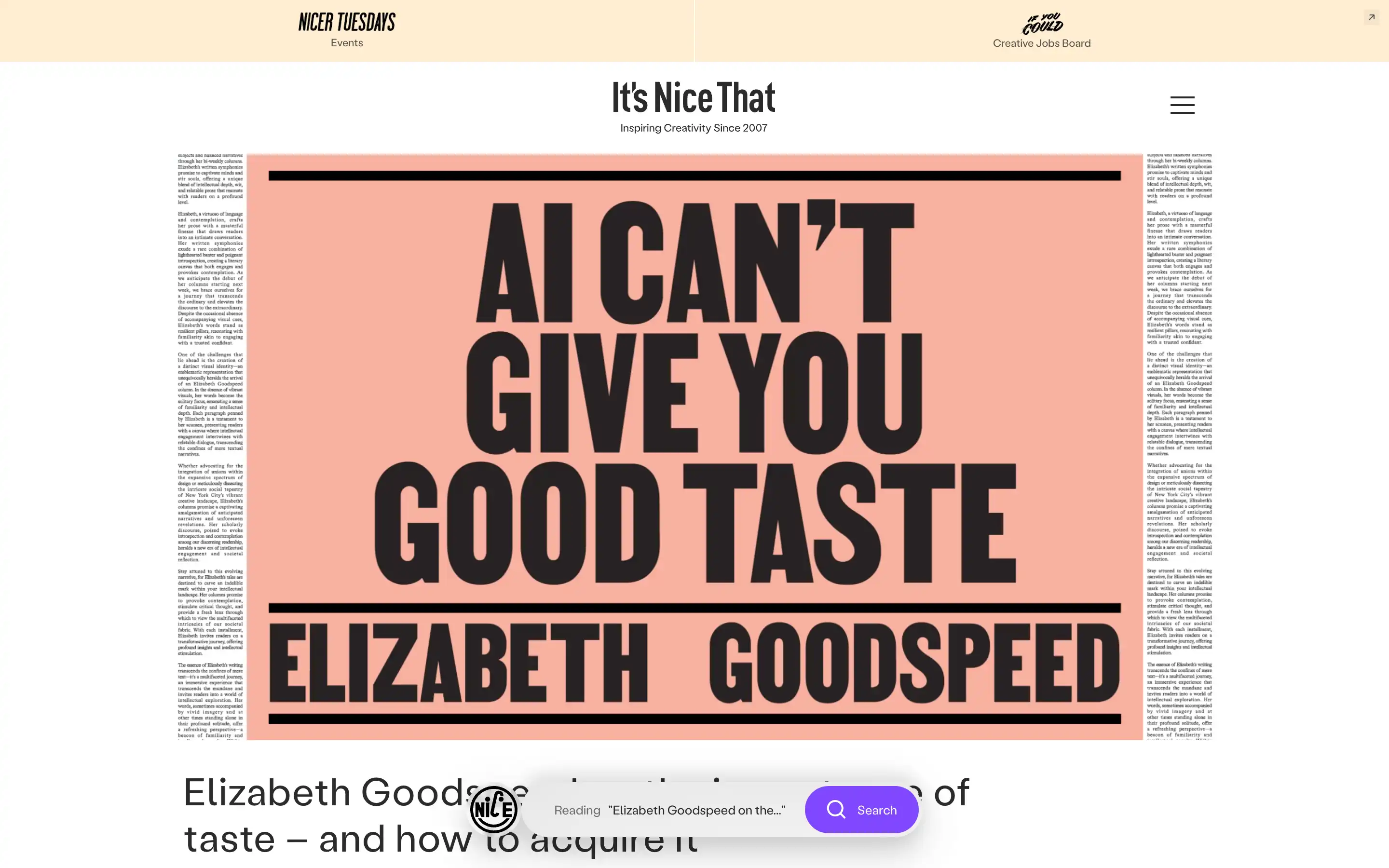 Sign saying 'AI can't give you good taste'
