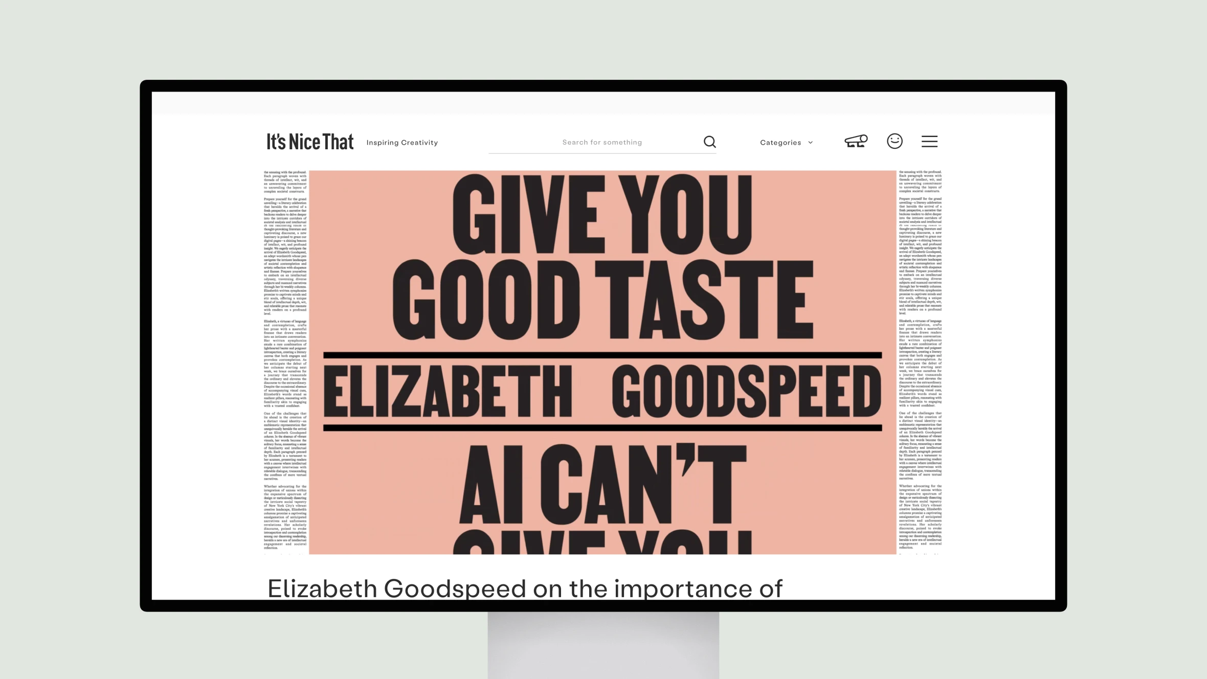 Elizabeth Goodspeed editorial design on screen