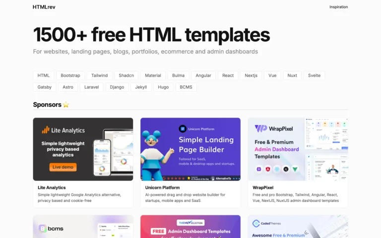 1500+ Free HTML Website Templates