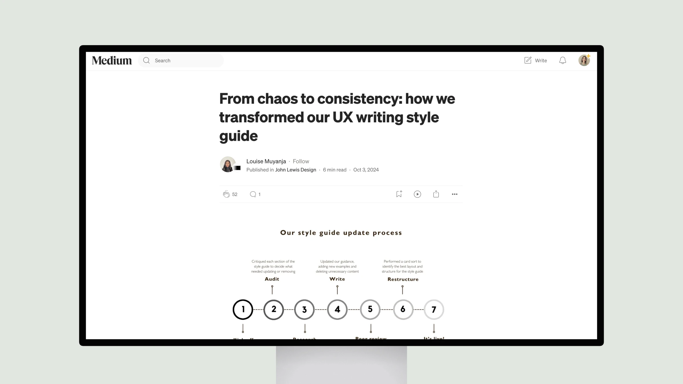 Medium article on updating a UX writing style guide